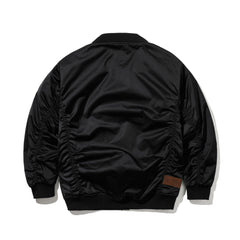 Double Zipper Shirring Ma-1 Jacket Black