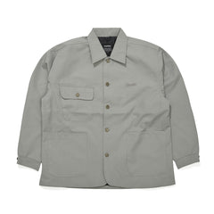 Logo Collar Cotton Basic Jacket Gray
