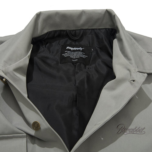 Logo Collar Cotton Basic Jacket Gray