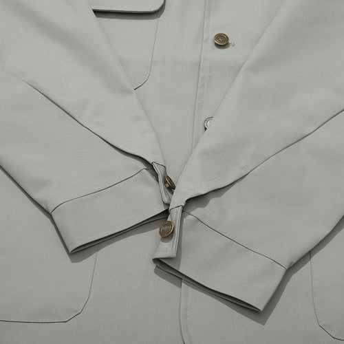 Logo Collar Cotton Basic Jacket Gray