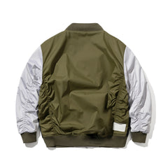 Double Zipper Shirring Ma-1 Jacket Khaki / Gray