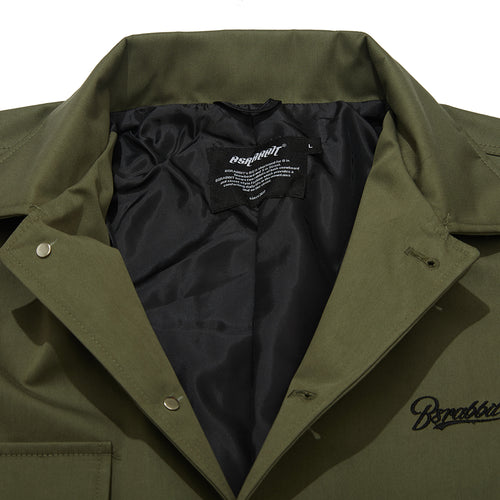 Logo Collar Cotton Basic Jacket Khaki