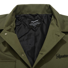 Logo Collar Cotton Basic Jacket Khaki