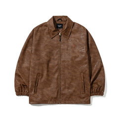 Dsxbs Logo Leather Jacket Brown