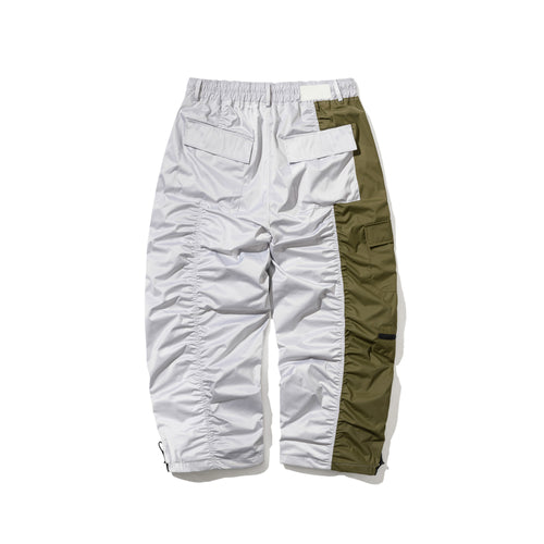 Double Shirring Super Wide Pants Khaki / Gray