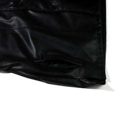 Half-Turtleneck Leather Jacket Black