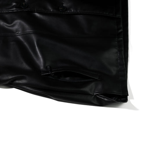 Half-Turtleneck Leather Jacket Black