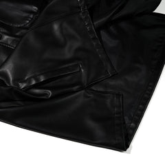 Half-Turtleneck Leather Jacket Black