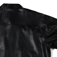 Half-Turtleneck Leather Jacket Black