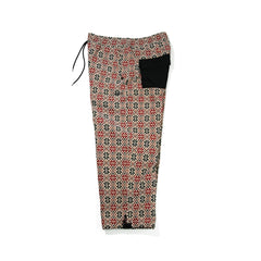 Ethnic Wide Track Pants Beige Black