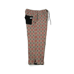 Ethnic Wide Track Pants Beige Black