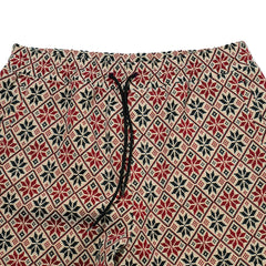 Ethnic Wide Track Pants Beige Black