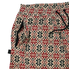 Ethnic Wide Track Pants Beige Black