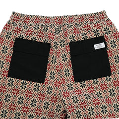 Ethnic Wide Track Pants Beige Black