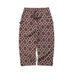 Ethnic Wide Track Pants Beige Burgundy