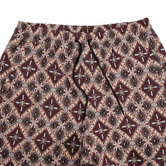 Ethnic Wide Track Pants Beige Burgundy