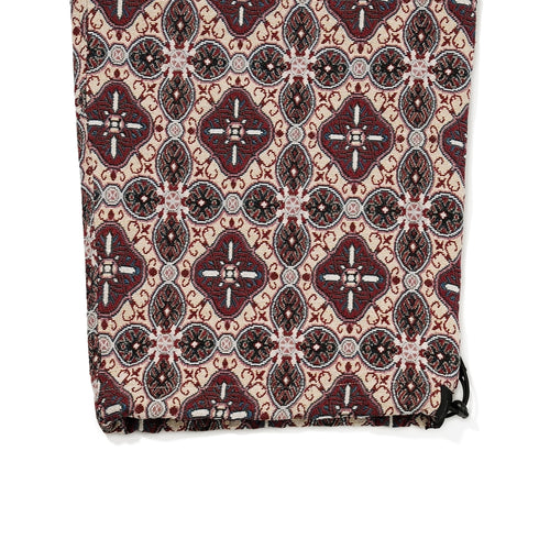 Ethnic Wide Track Pants Beige Burgundy