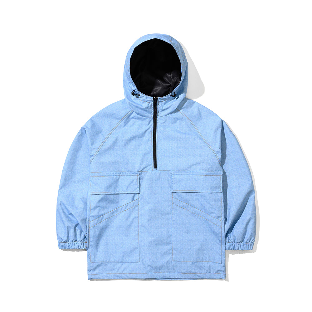 big patch pocket hooded anorak jacket light blue