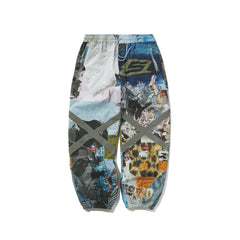 Original Pot-X Reflective Wide Jogger Pants Art Painting