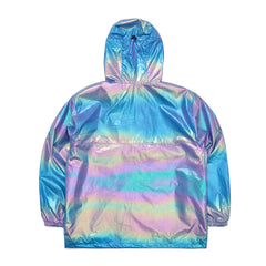 Cozy Hooded Anorak Jacket Hologram Blue