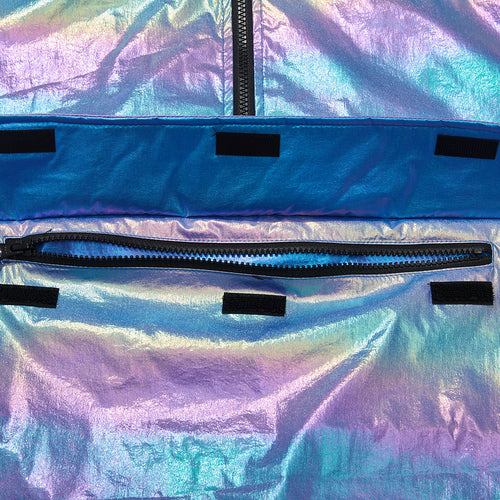 Cozy Hooded Anorak Jacket Hologram Blue