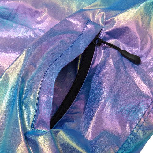 Cozy Hooded Anorak Jacket Hologram Blue