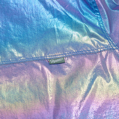 Cozy Hooded Anorak Jacket Hologram Blue