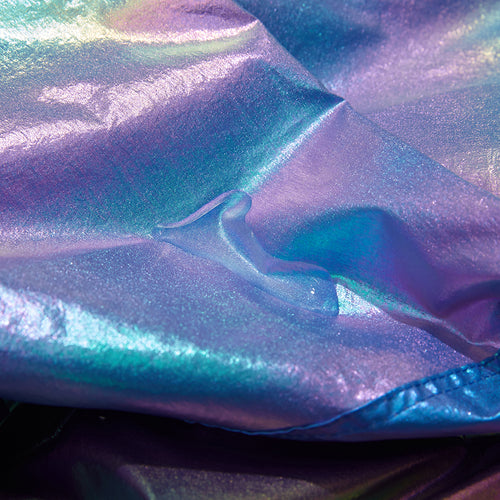 Cozy Hooded Anorak Jacket Hologram Blue