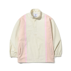 Comfortable Pullover Snap Jacket Ivory/Pink