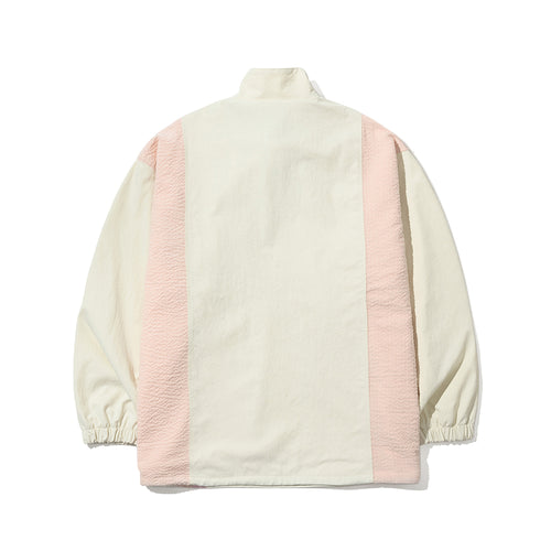 Comfortable Pullover Snap Jacket Ivory/Pink