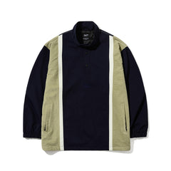 Comfortable Pullover Snap Jacket Navy / Mint