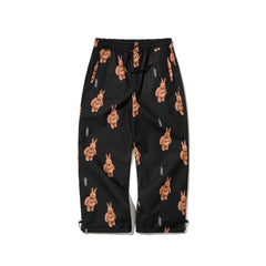 3D Bearrabbit Wide Track Pants Black
