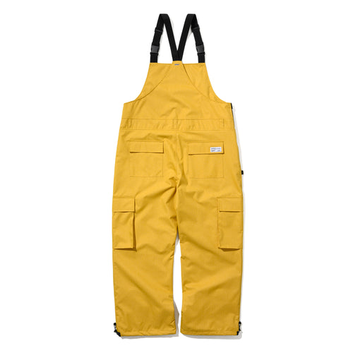 Cargo Pocket Wide Bib Pants Herringbone Mustard