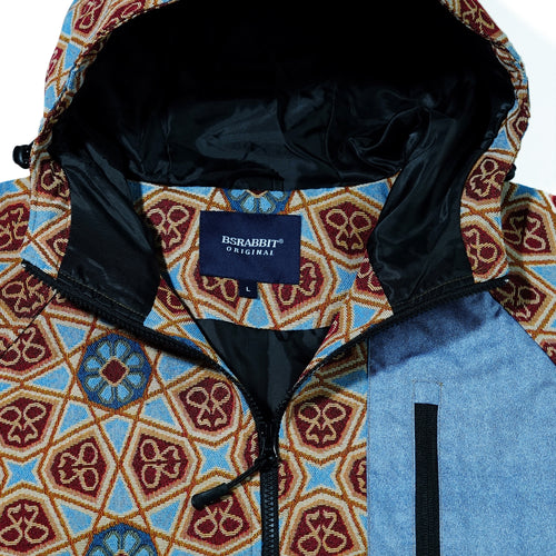 Ethnic Hooded Jacket Beige Sky