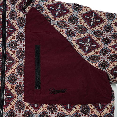 Ethnic Hooded Jacket Beige Burgundy