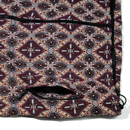 Ethnic Hooded Jacket Beige Burgundy