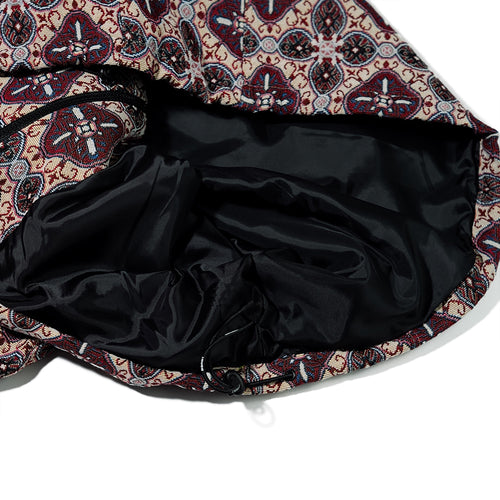 Ethnic Hooded Jacket Beige Burgundy