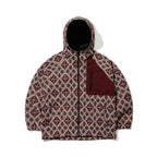 Ethnic Hooded Jacket Beige Burgundy