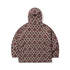 Ethnic Hooded Jacket Beige Burgundy