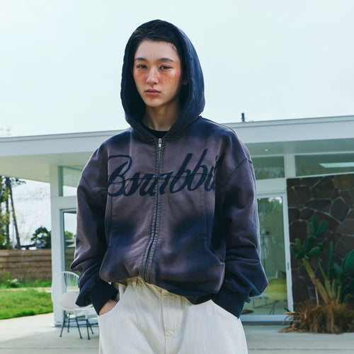 Bsr Washed Zip-Up Hoodie Navy