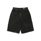Carpenter Loosefit Denim Short Pants Black Green Stitch