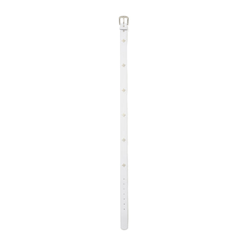 Signature Rivet Leather Belt White