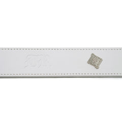 Signature Rivet Leather Belt White