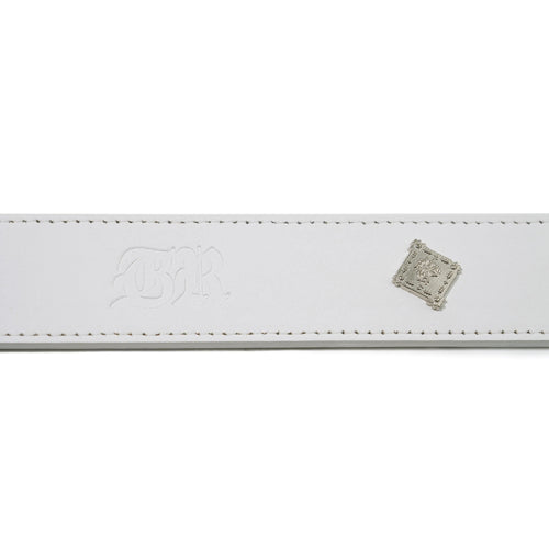 Signature Rivet Leather Belt White