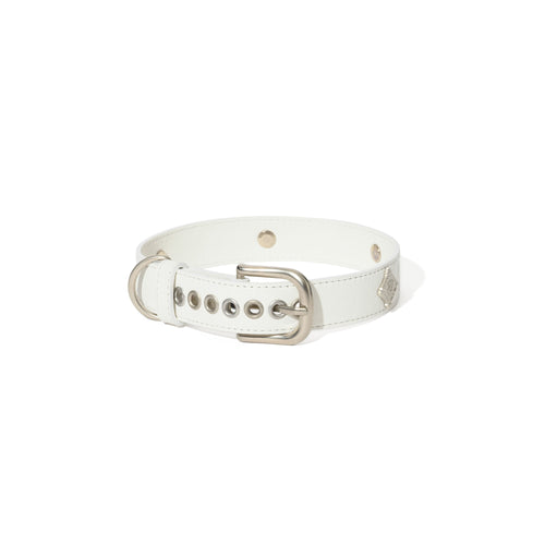 Signature Rivet Vegan Leather Dog Collar White