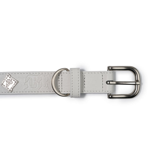 Signature Rivet Vegan Leather Dog Collar White