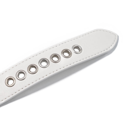 Signature Rivet Vegan Leather Dog Collar White