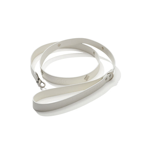 Signature Rivet Vegan Leather Dog Leash White