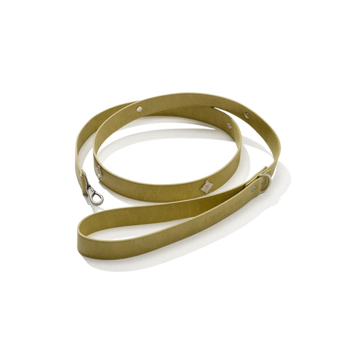 Signature Rivet Vegan Leather Dog Leash Olive