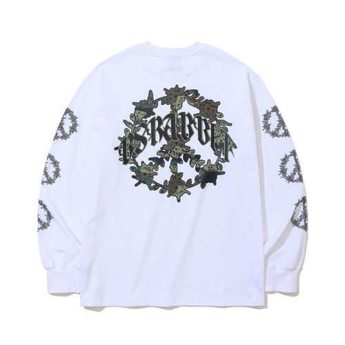 Bsr Peace Logo Back Print Long Sleeve White